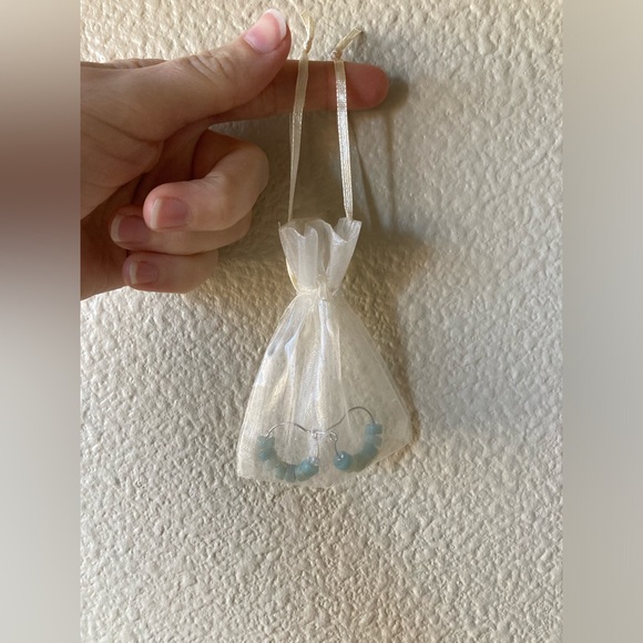 Handmade Artisan Amazonite Stone Hoop Earrings - Picture 7 of 8